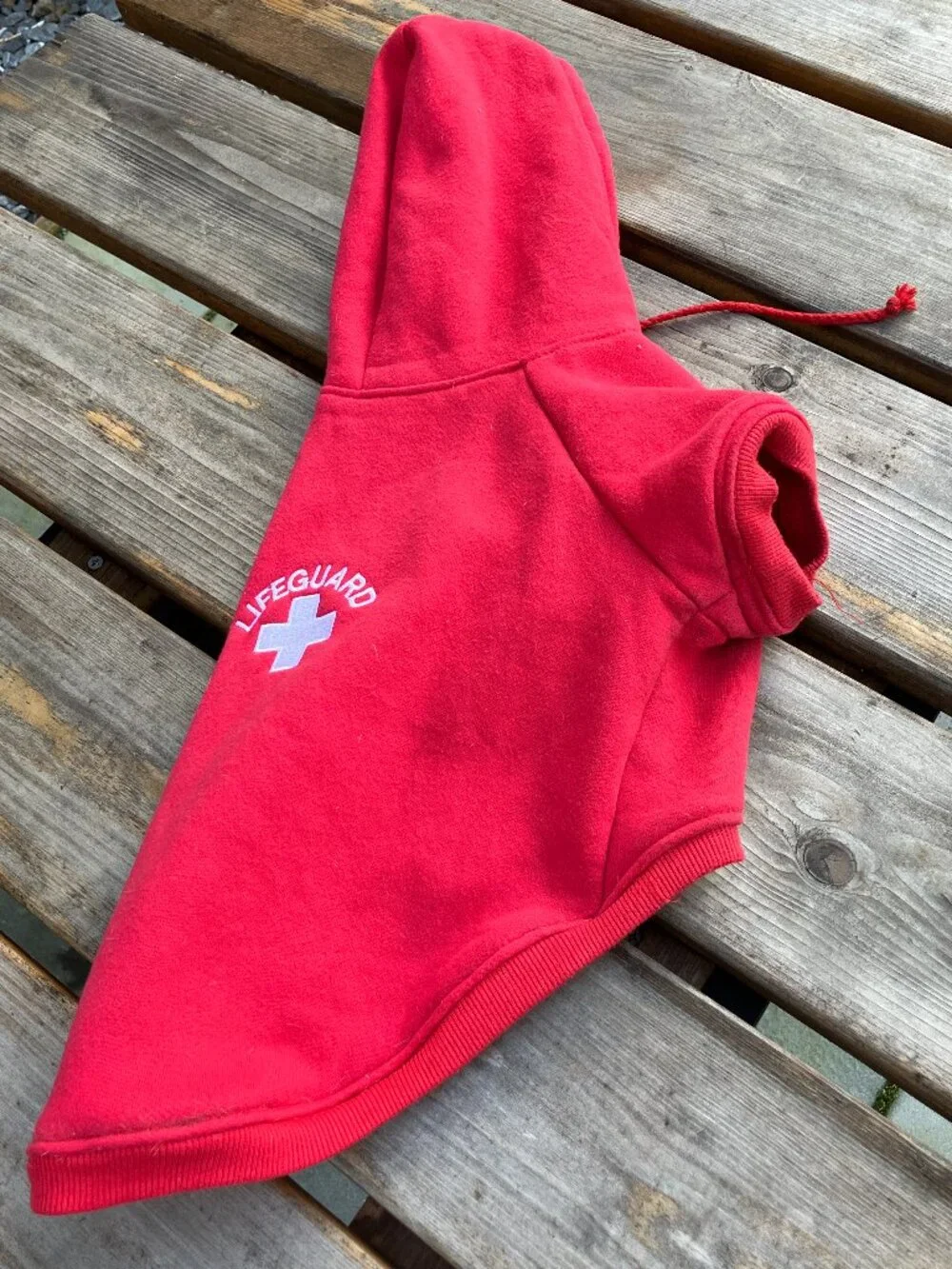 Chic Dog Lifeguard Red Hoodie Dog Jacket 🐶❤️ Embroidered Pet Sweatshirt